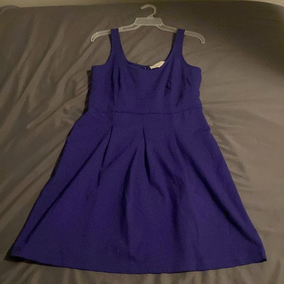 Loft Dark Purple Sleeveless Empire-Waist Pleated Mid-Length Dress sz 4 - Picture 1 of 16